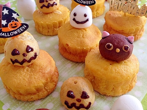 簡単☆ハロウィンにカボチャデコカップケーキ♪